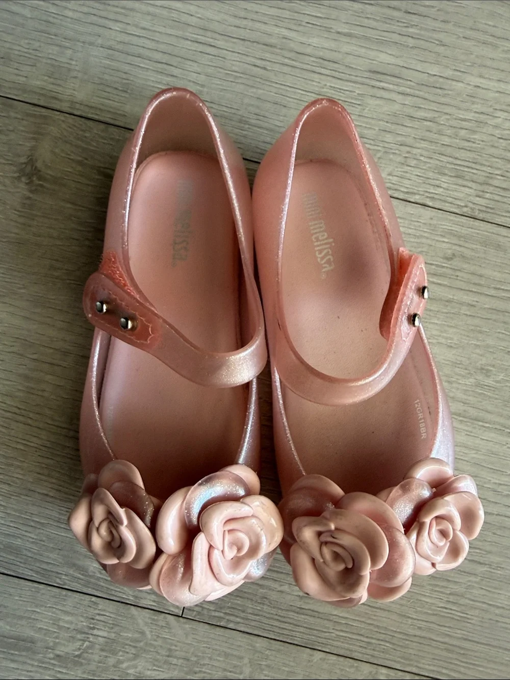 Mini Melissa Pink Glitter & Blush Floral Mary Jane Set